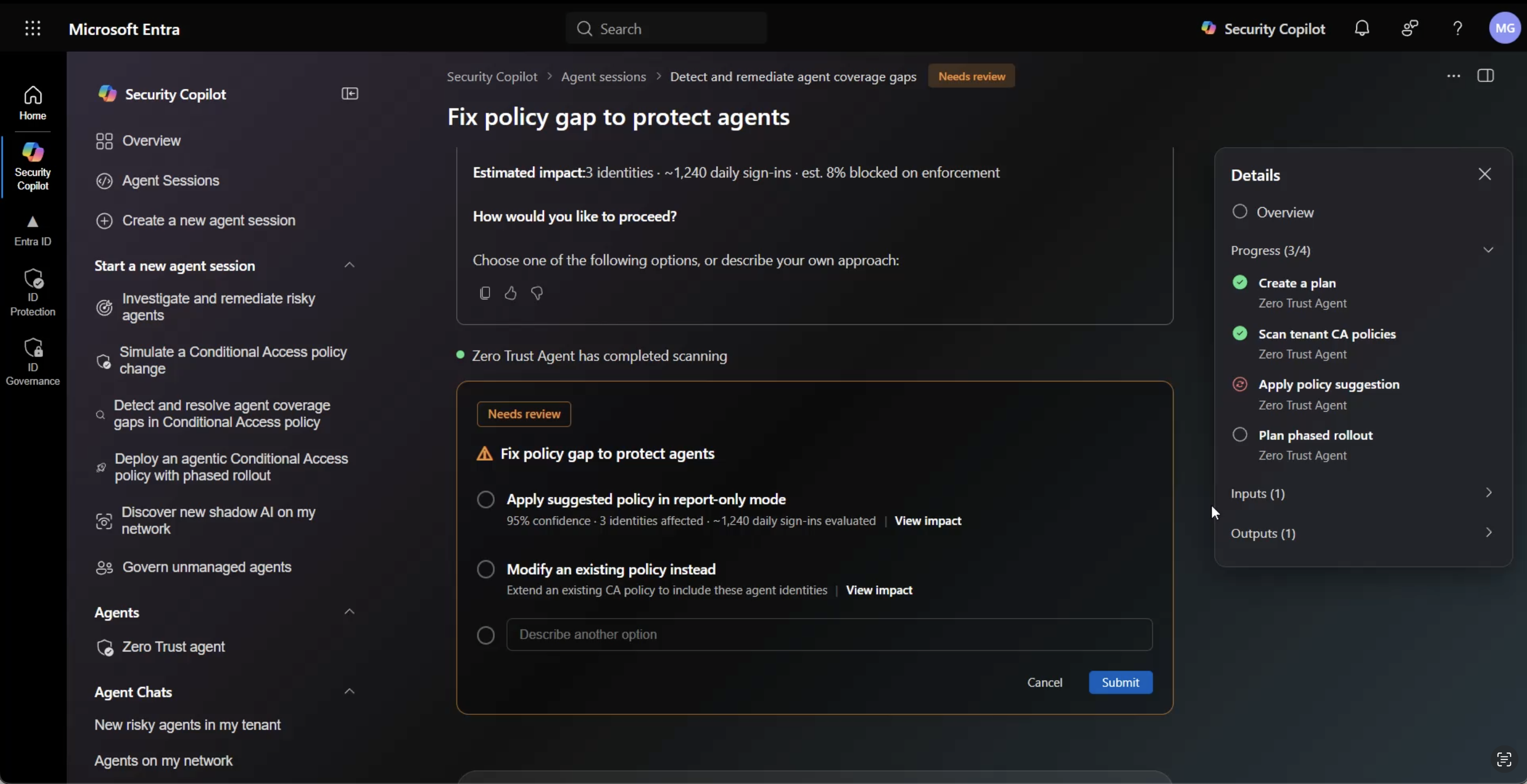 Perception policy fix selection